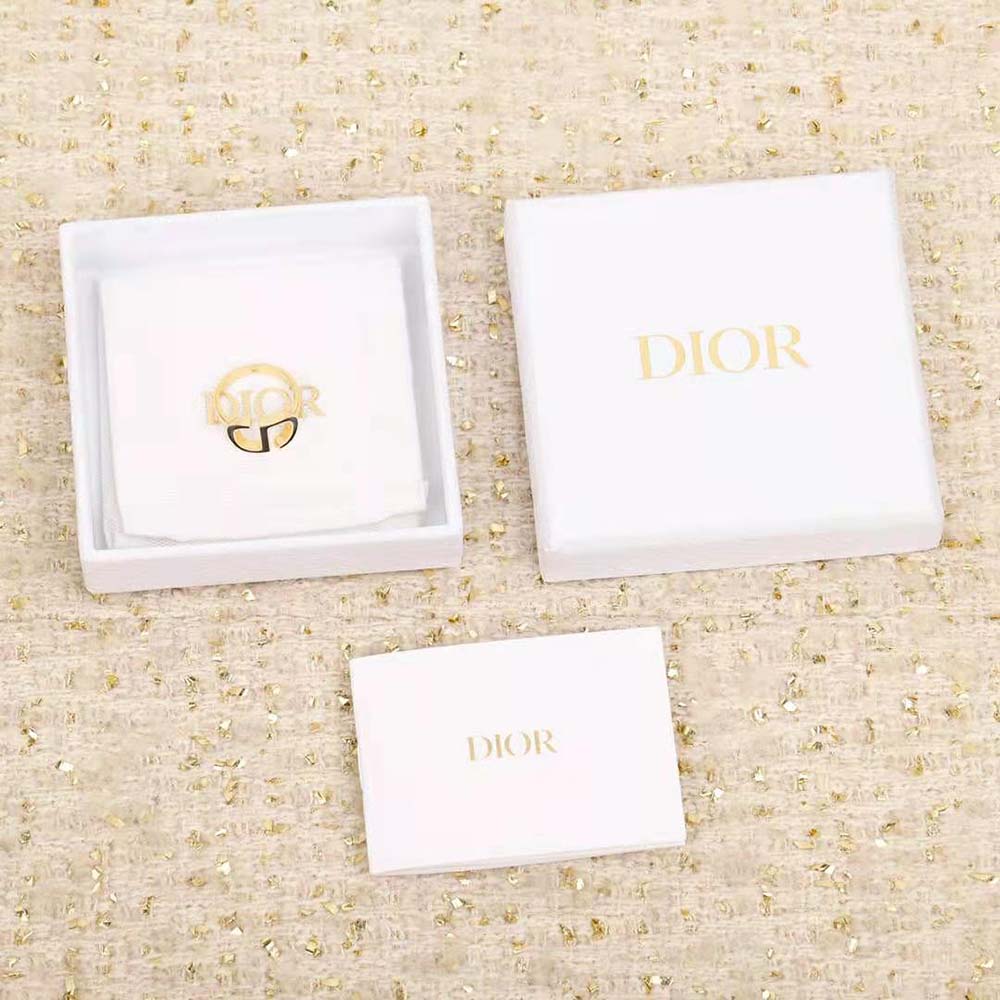 Angled view of Dior Women Petit CD Ring showing signature embossed CD hardware