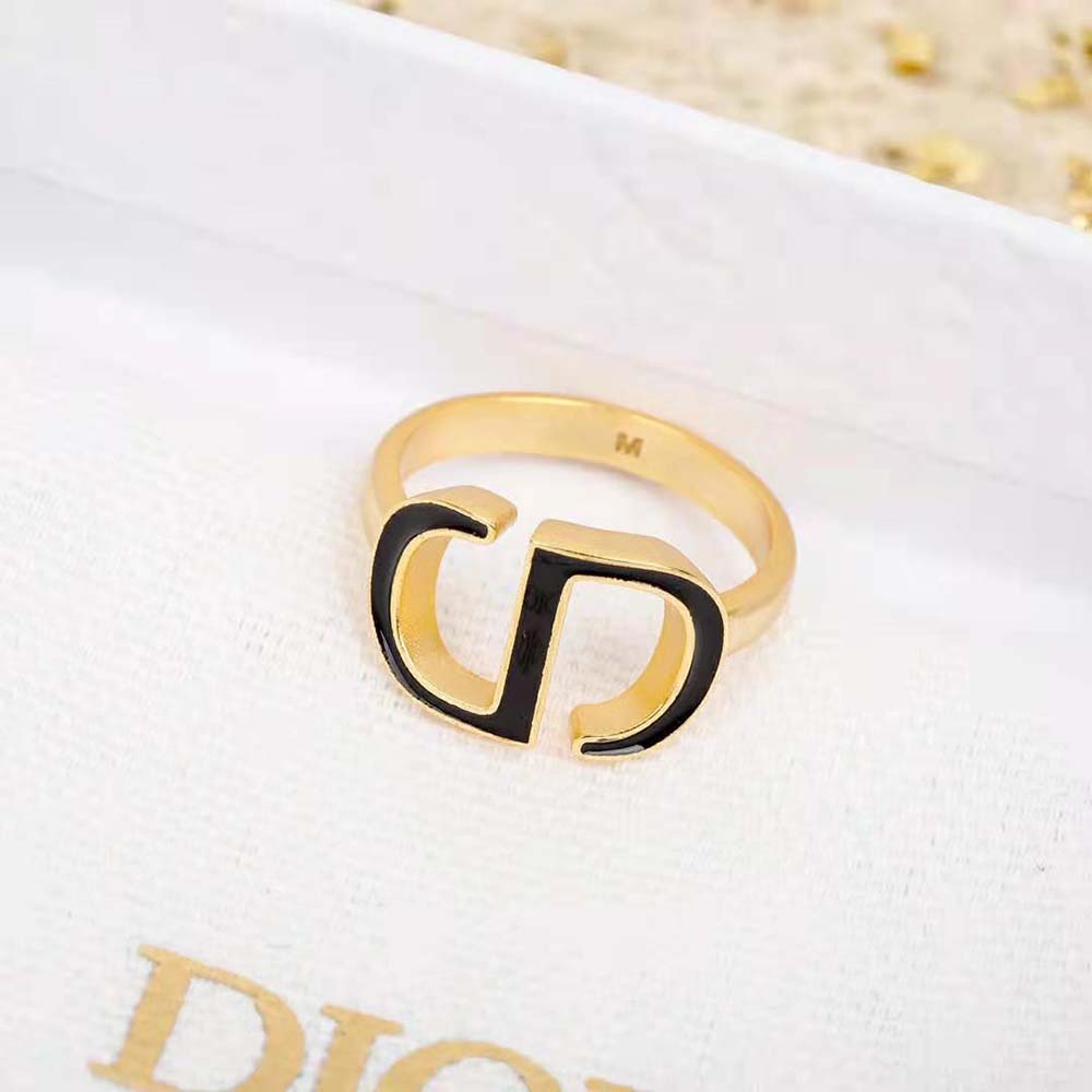Dior Women Petit CD Ring Gold-Finish Metal and Black Lacquer - image 5