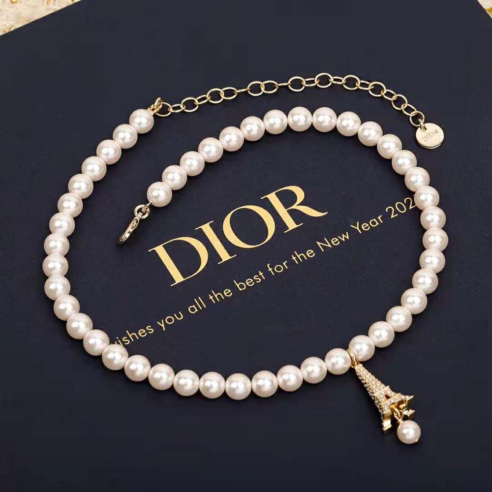 Side angle showing adjustable length on Dior Women Plan De Paris Choker