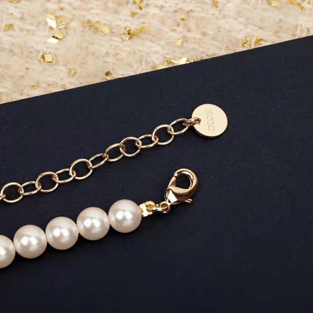Dior Women Plan De Paris Choker Gold-Finish Metal and White Resin Pearls - image 7
