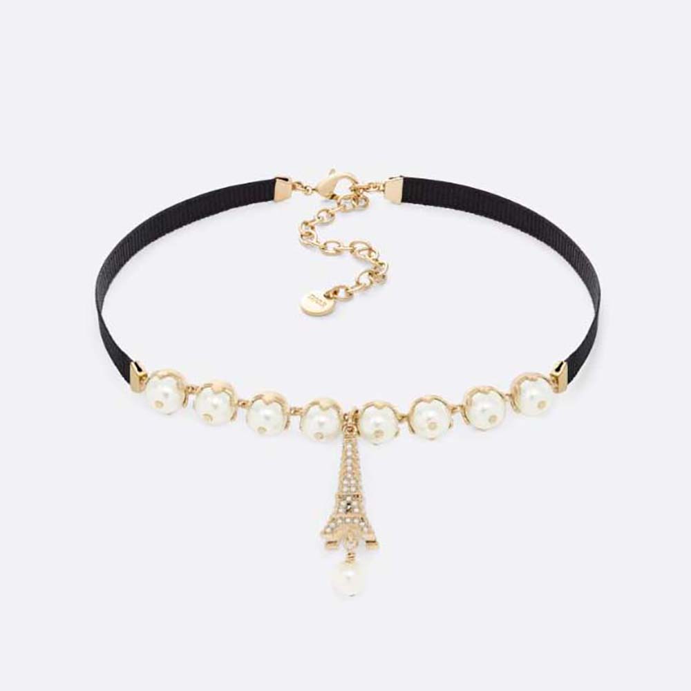Front view of Dior Women Plan De Paris Choker with pearls