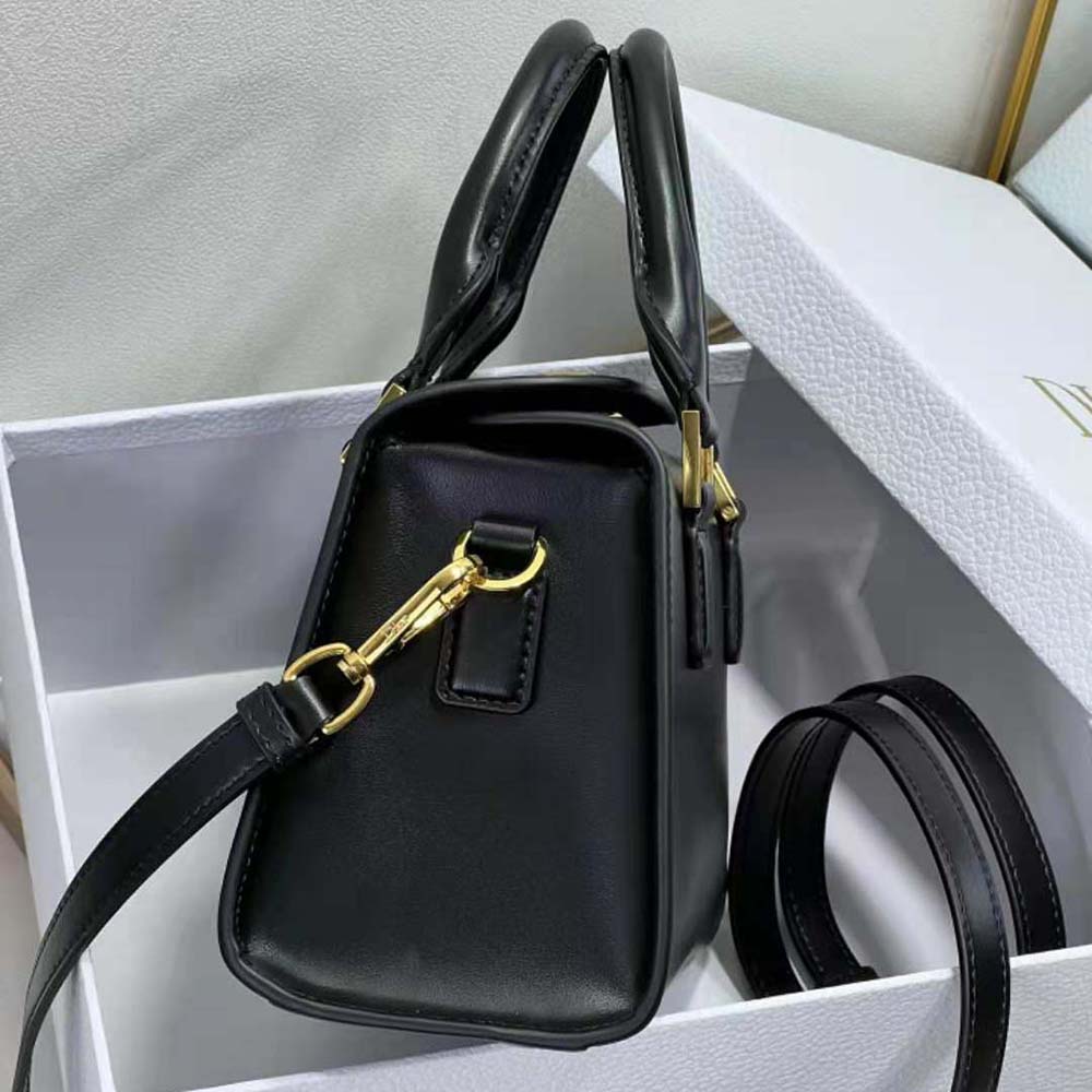 Dior Women Small Boston Bag Black Box Calfskin - image 6