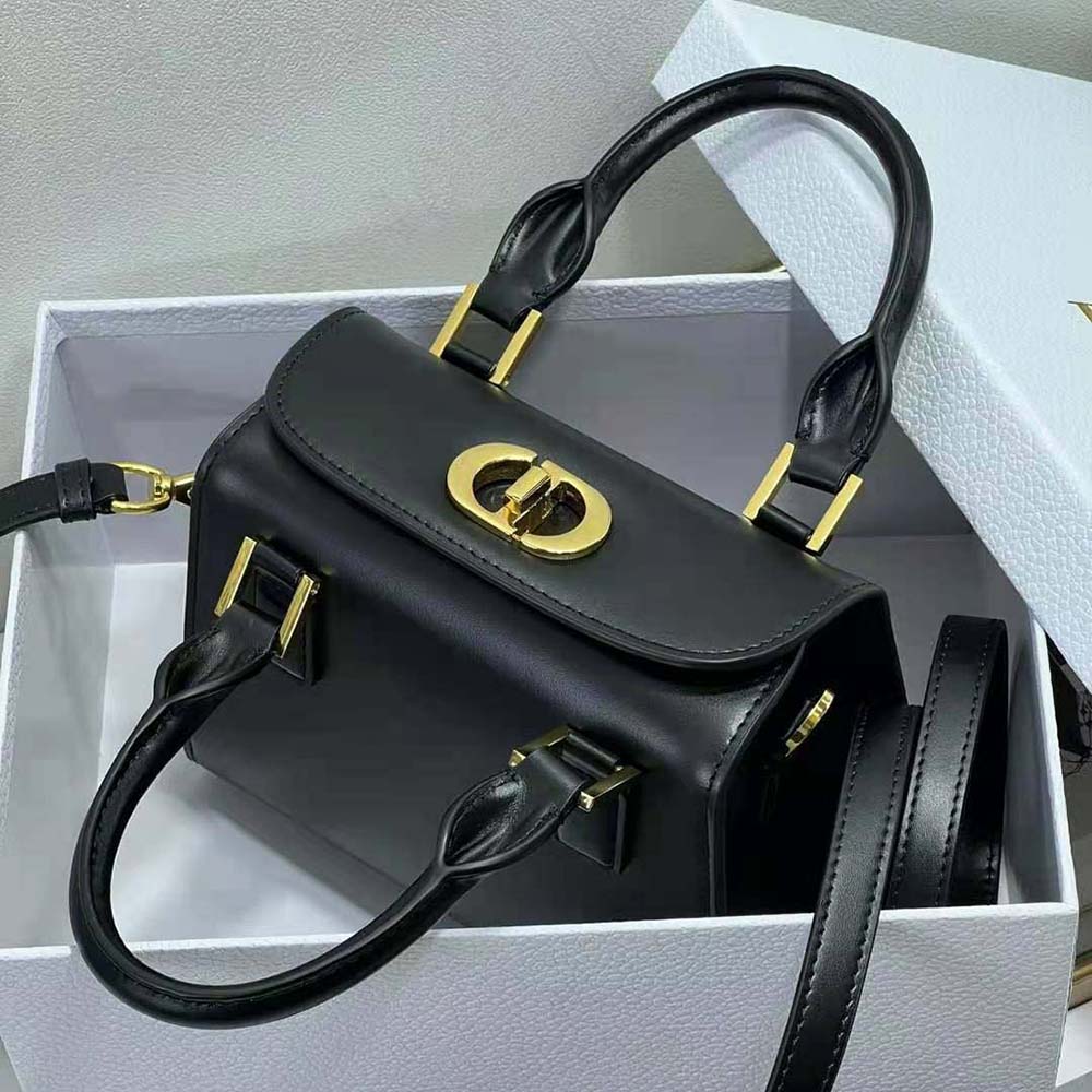 Dior Women Small Boston Bag Black Box Calfskin - image 9