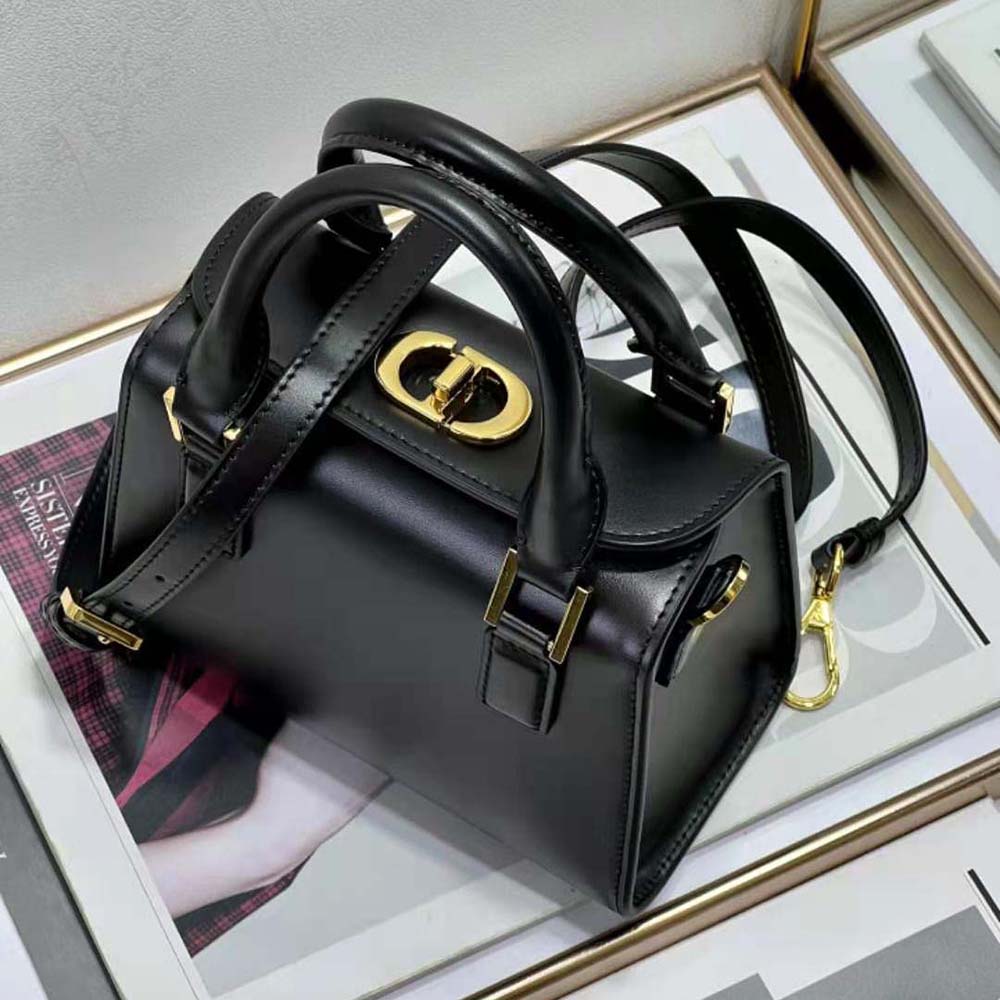Dior Women Small Boston Bag Black Box Calfskin - image 8