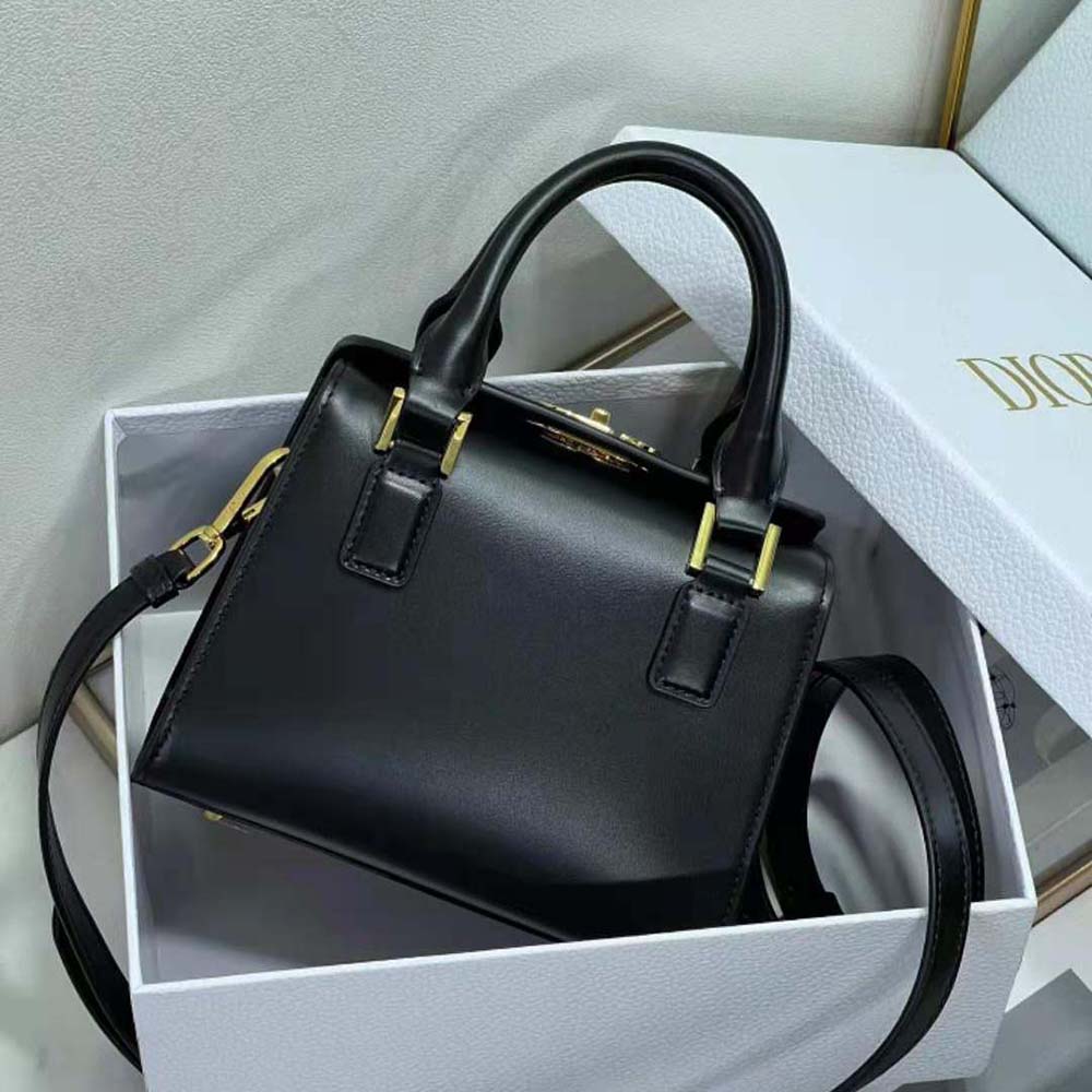 Dior Women Small Boston Bag Black Box Calfskin - image 5