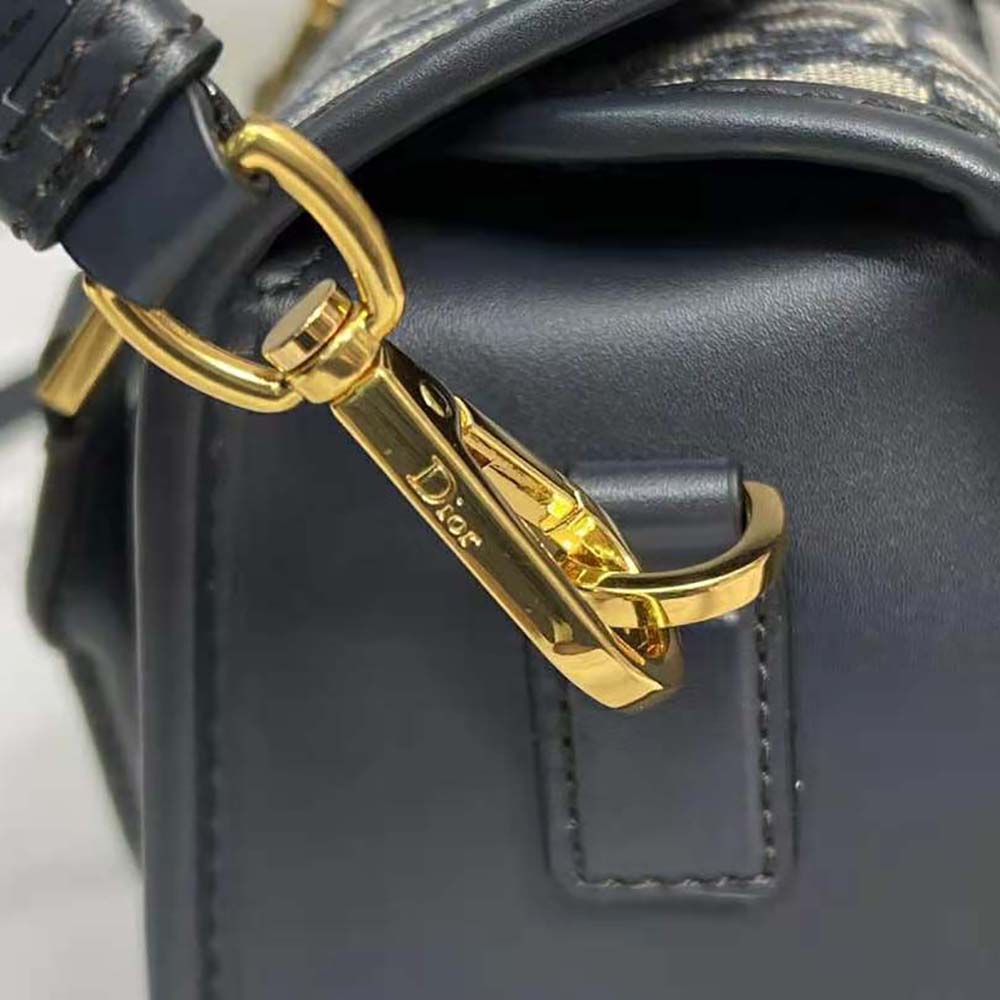 Dior Women Small Boston Bag Blue Dior Oblique Embroidery and Smooth Calfskin - image 8