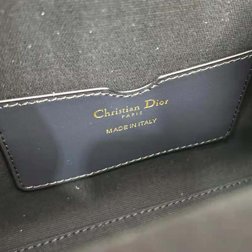 Dior Women Small Boston Bag Blue Dior Oblique Embroidery and Smooth Calfskin - image 10