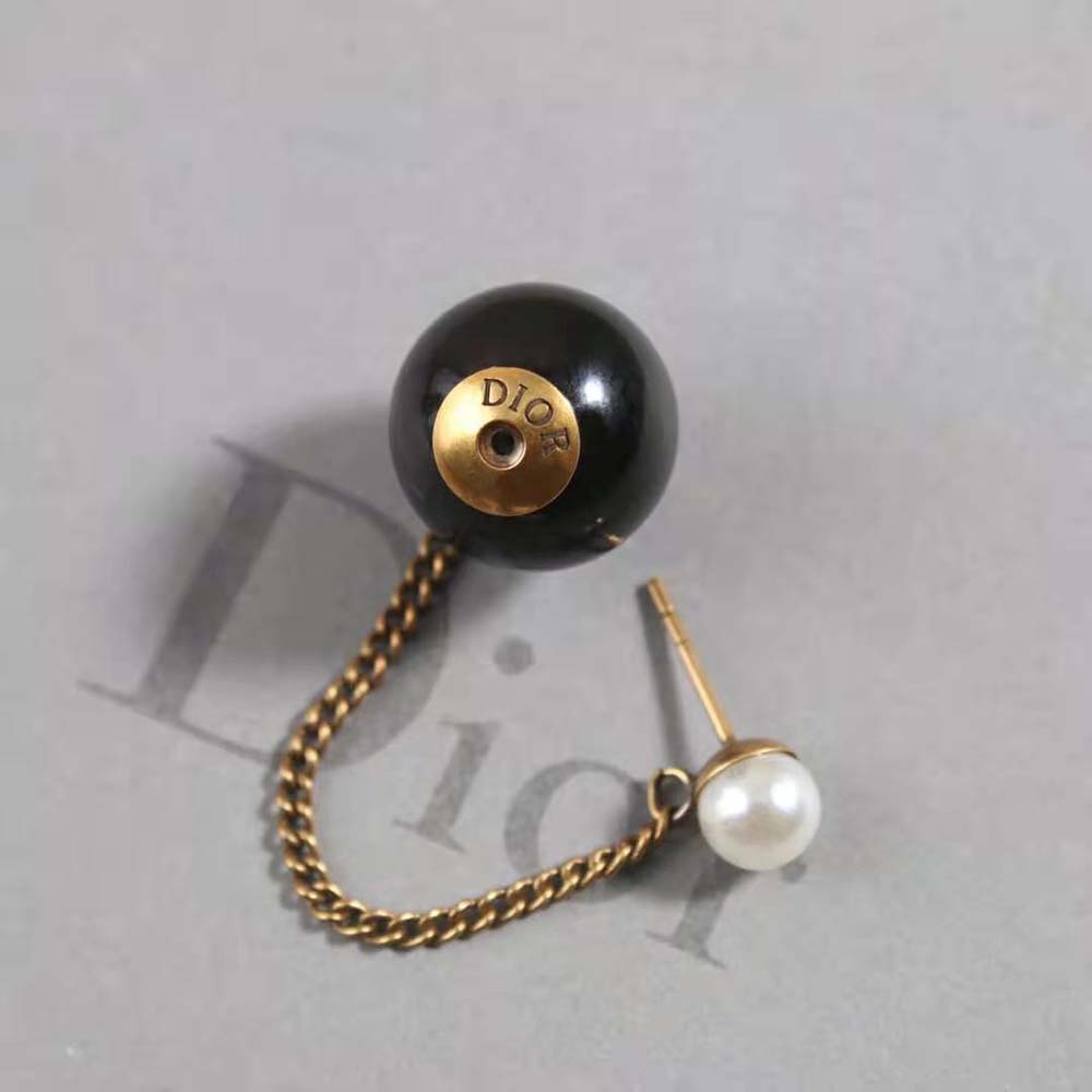Dior Women Tribales Earrings Bronze-Finish Metal with White and Black Resin Pearls - image 8
