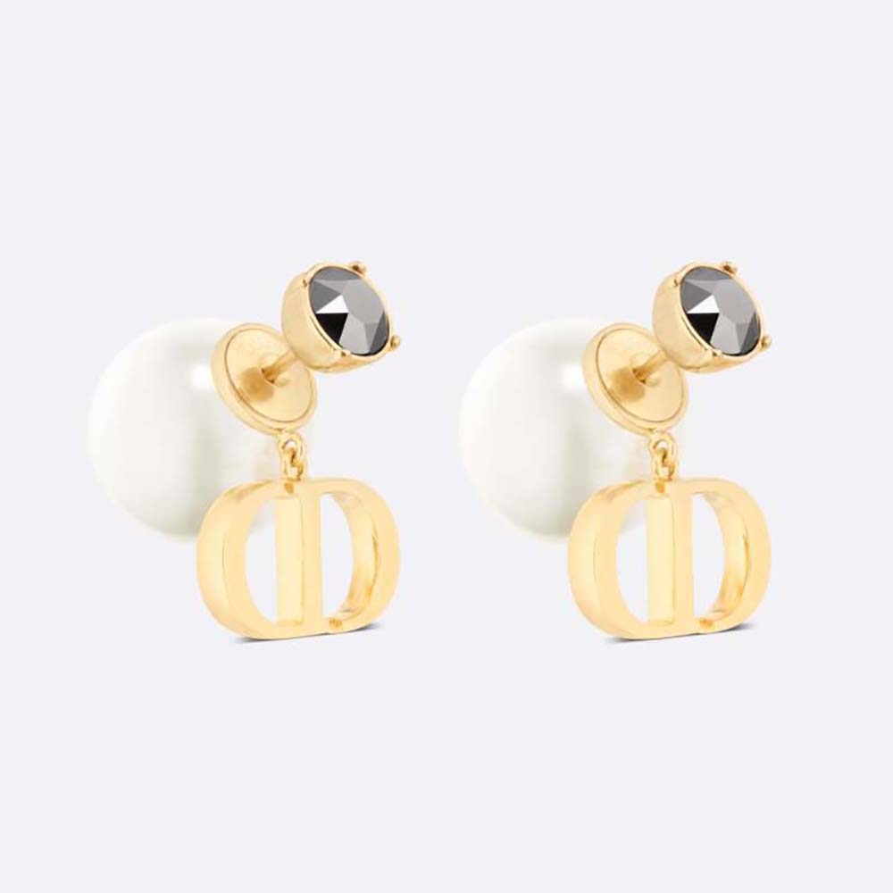 Front view of Dior Women Tribales Earrings Gold-Finish Metal with Pearls