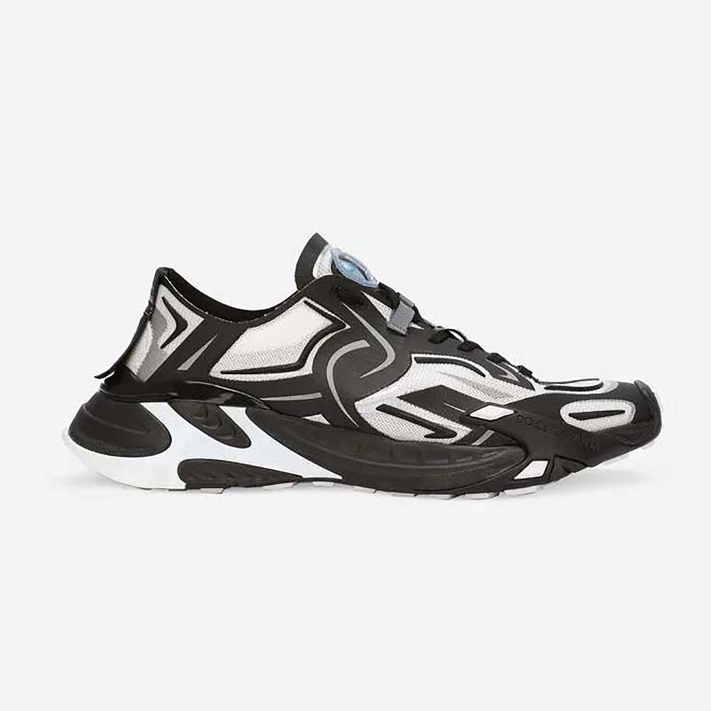 Side view of Dolce Gabbana D&G Men Mesh Fast Sneakers-Black showing silhouette