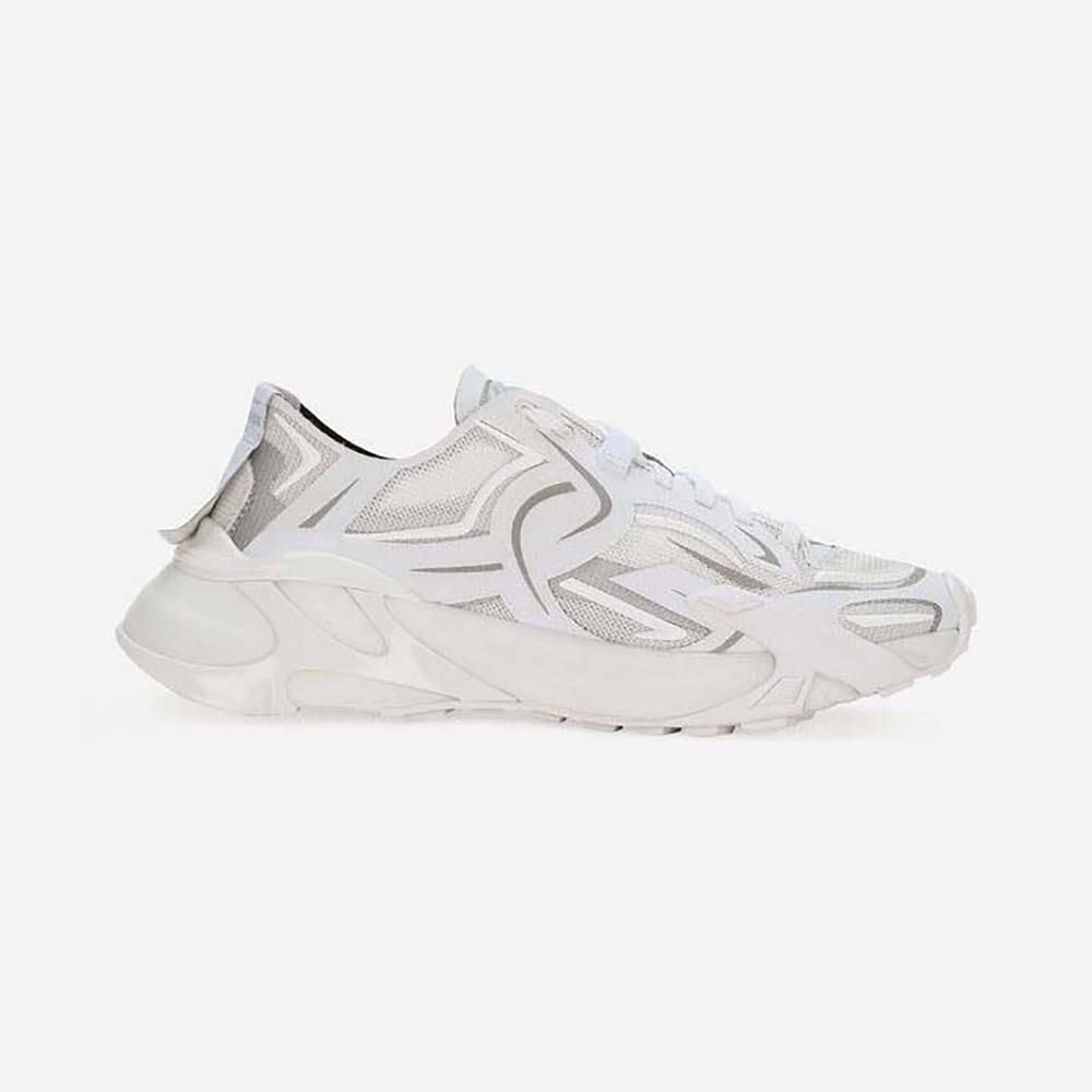 Side profile of Dolce Gabbana D&G Unisex Technical Fabric Fast Sneakers-White
