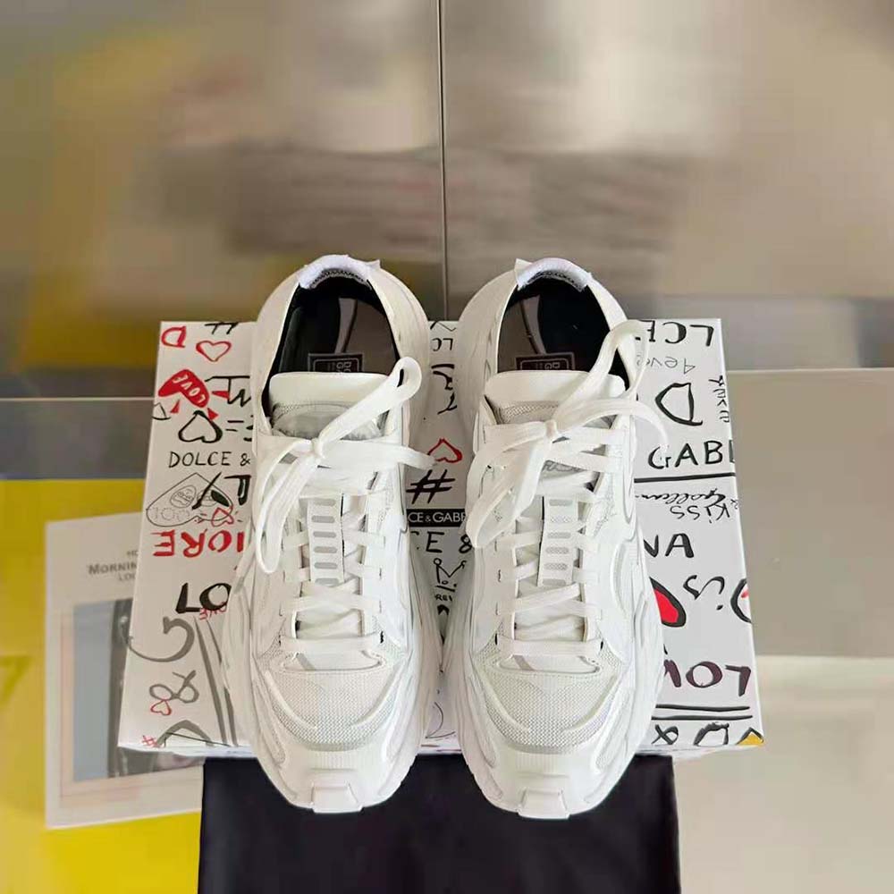 Top angle showing sleek silhouette of Dolce Gabbana D&G fast sneakers