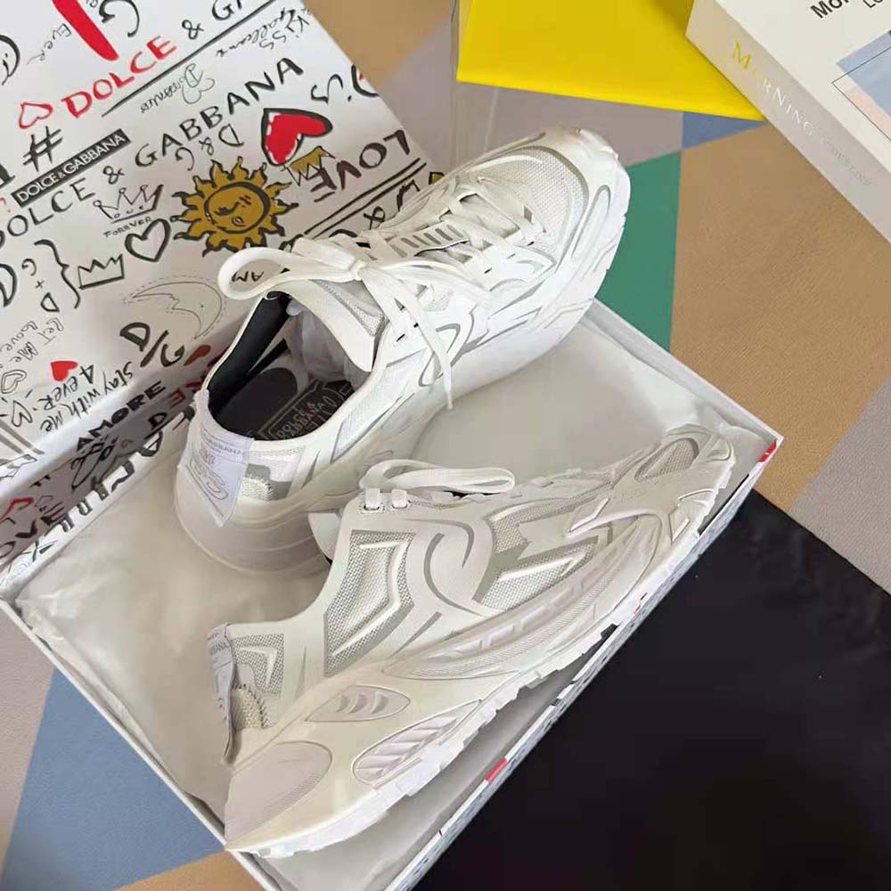 Dolce Gabbana D&G Unisex Technical Fabric Fast Sneakers-White - image 5