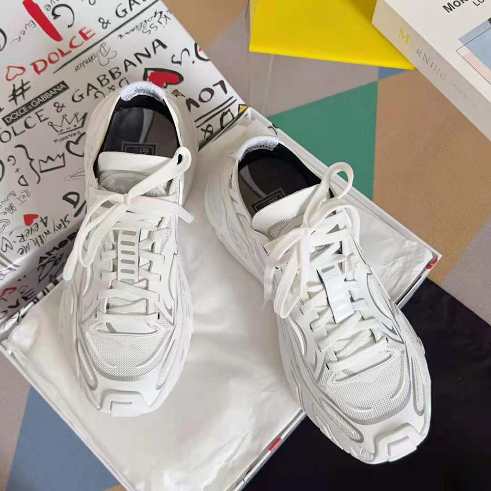 Dolce Gabbana D&G Unisex Technical Fabric Fast Sneakers-White - image 4