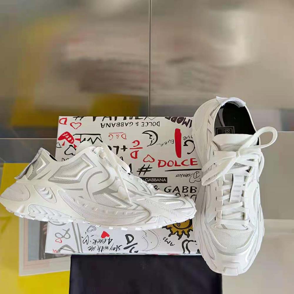 Dolce Gabbana D&G Unisex Technical Fabric Fast Sneakers-White - image 7