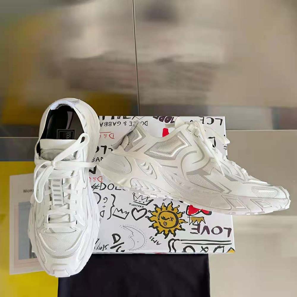 Dolce Gabbana D&G Unisex Technical Fabric Fast Sneakers-White - image 6