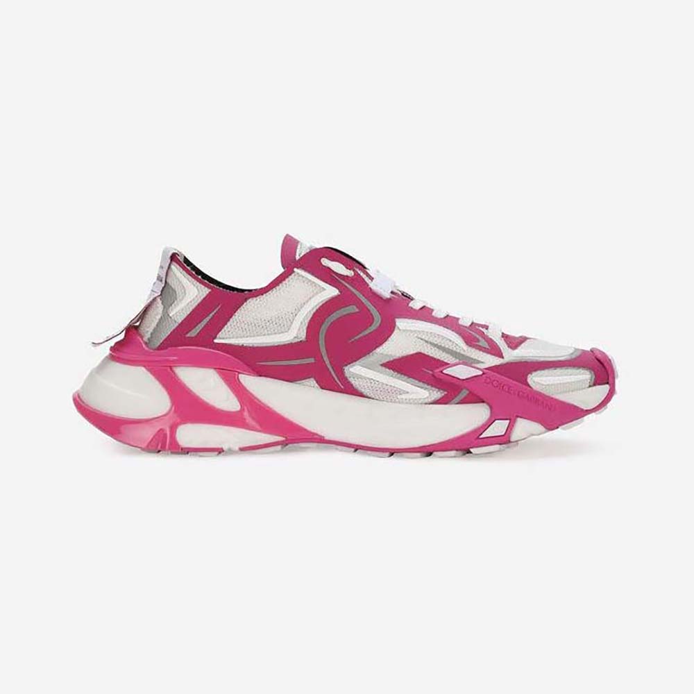 Side view of Dolce Gabbana D&G Women Technical Fabric Fast Sneakers-Pink