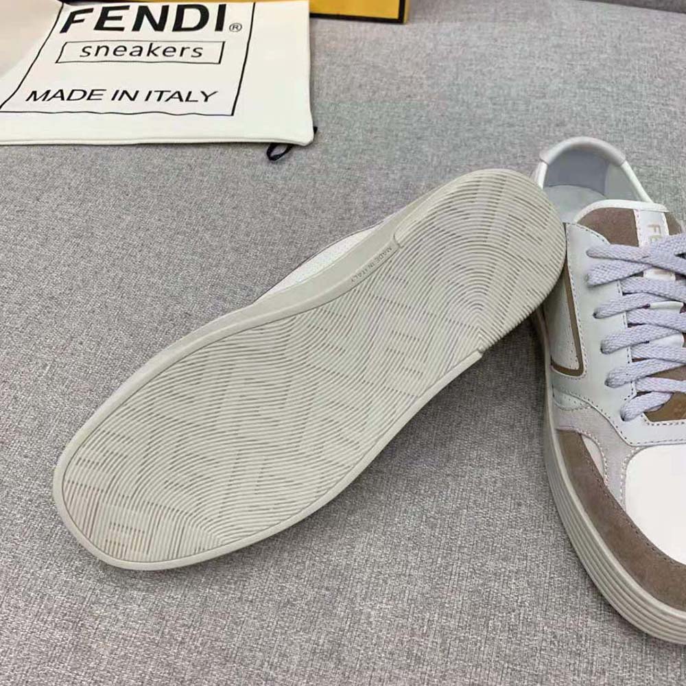 Fendi Men Step Beige Leather Low-tops - image 10