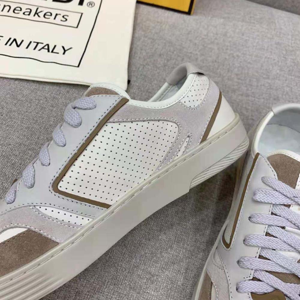 Fendi Men Step Beige Leather Low-tops - image 9