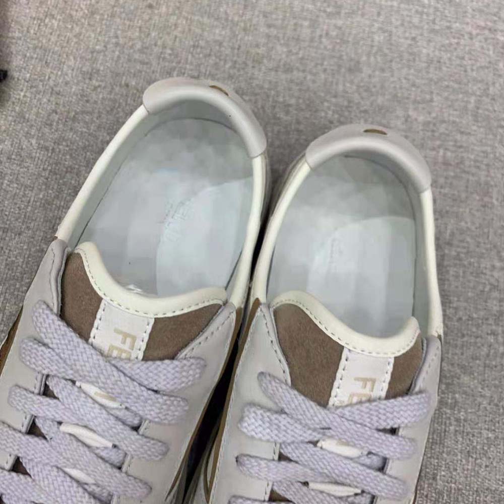Fendi Men Step Beige Leather Low-tops - image 7