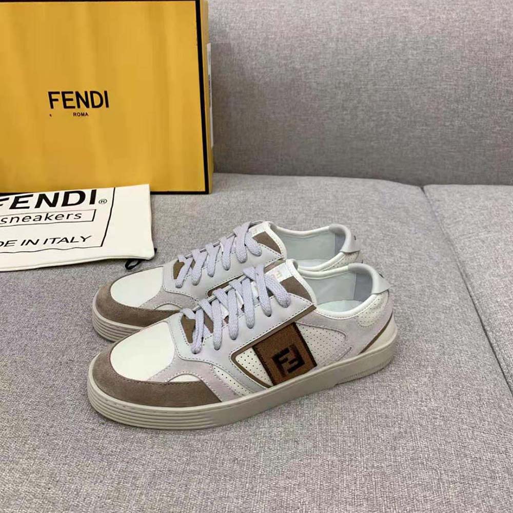 Fendi Men Step Beige Leather Low-tops - image 4