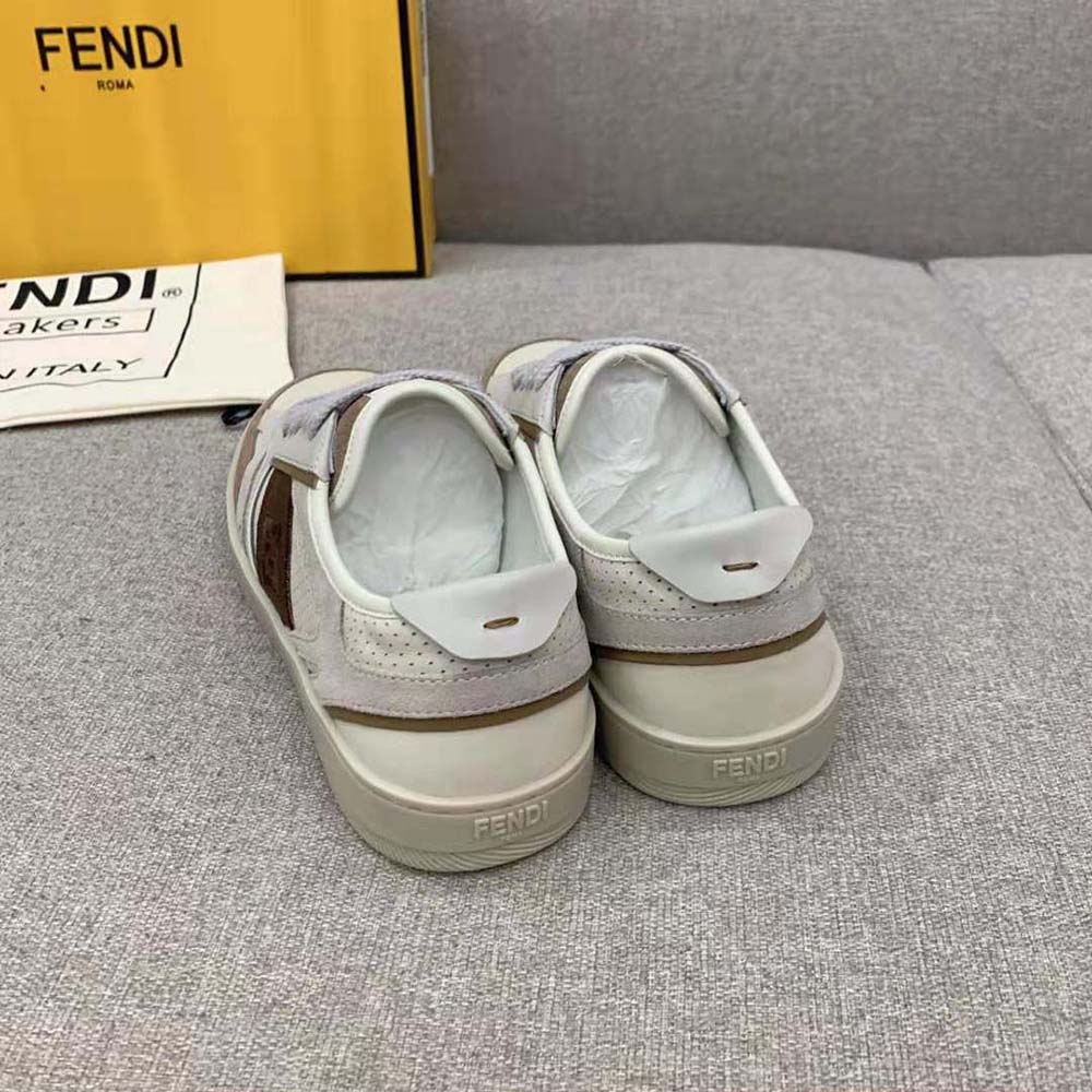 Fendi Men Step Beige Leather Low-tops - image 5