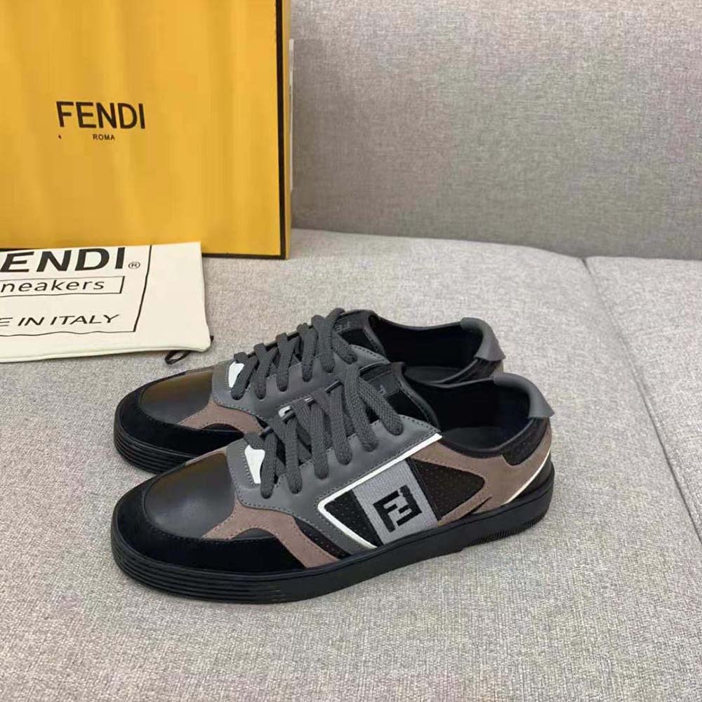 Fendi Men Step Black Leather Low-tops - image 4