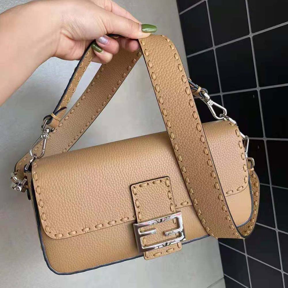 Fendi Women Baguette Beige Selleria Bag with Oversized Topstitching - image 5