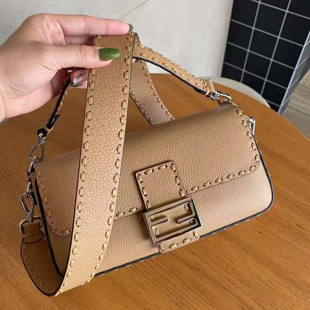 Fendi Women Baguette Beige Selleria Bag with Oversized Topstitching - image 6