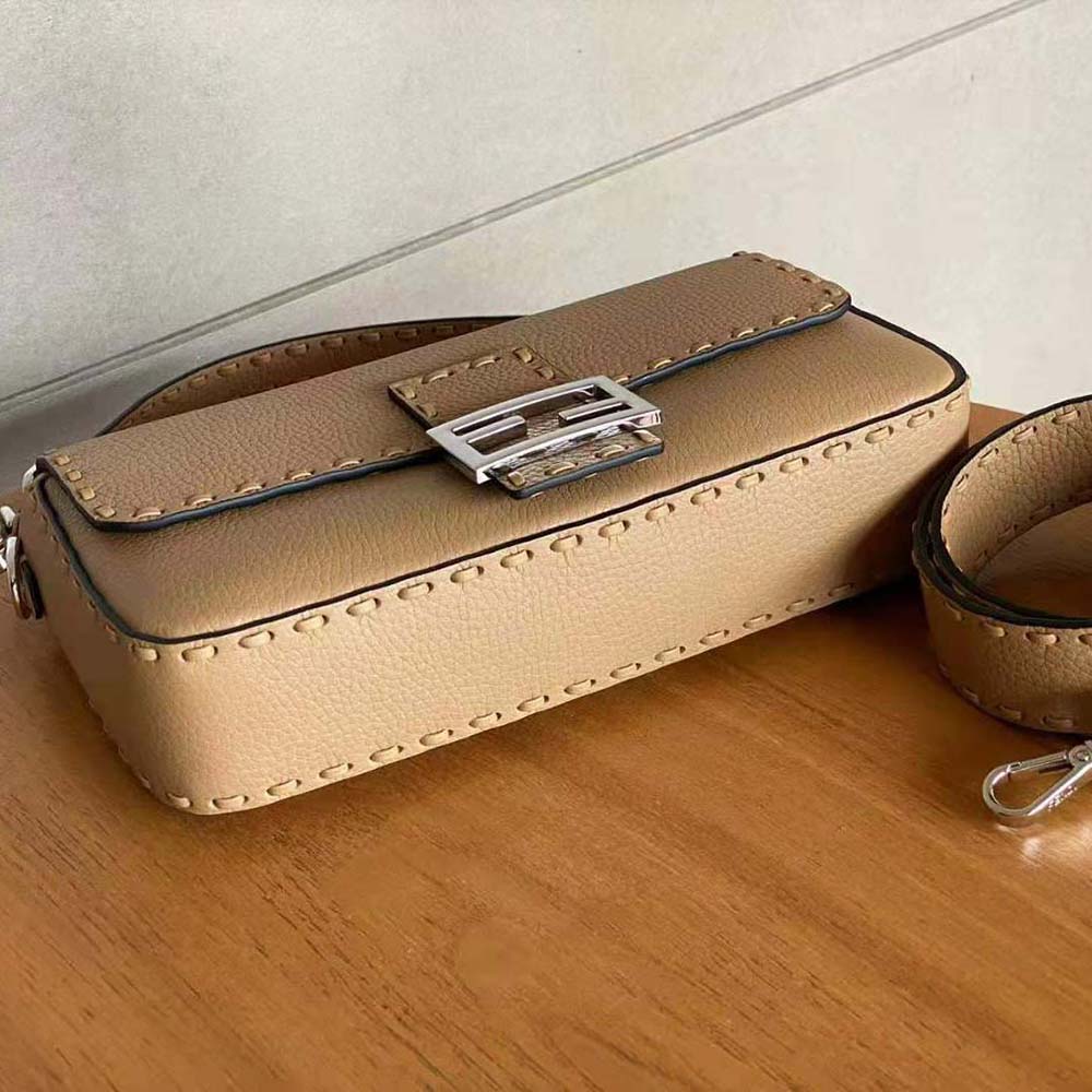 Fendi Women Baguette Beige Selleria Bag with Oversized Topstitching - image 4