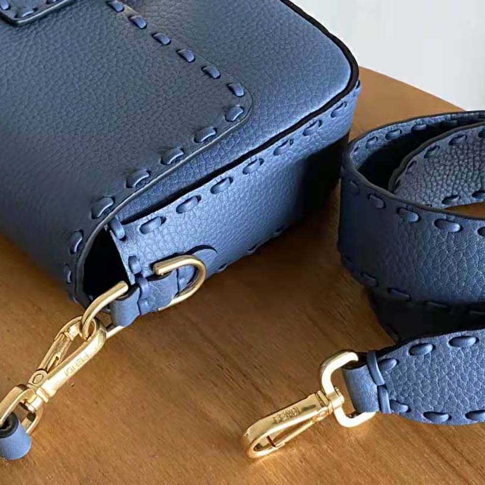 Fendi Women Baguette Blue Selleria Bag with Oversized Topstitching - image 7