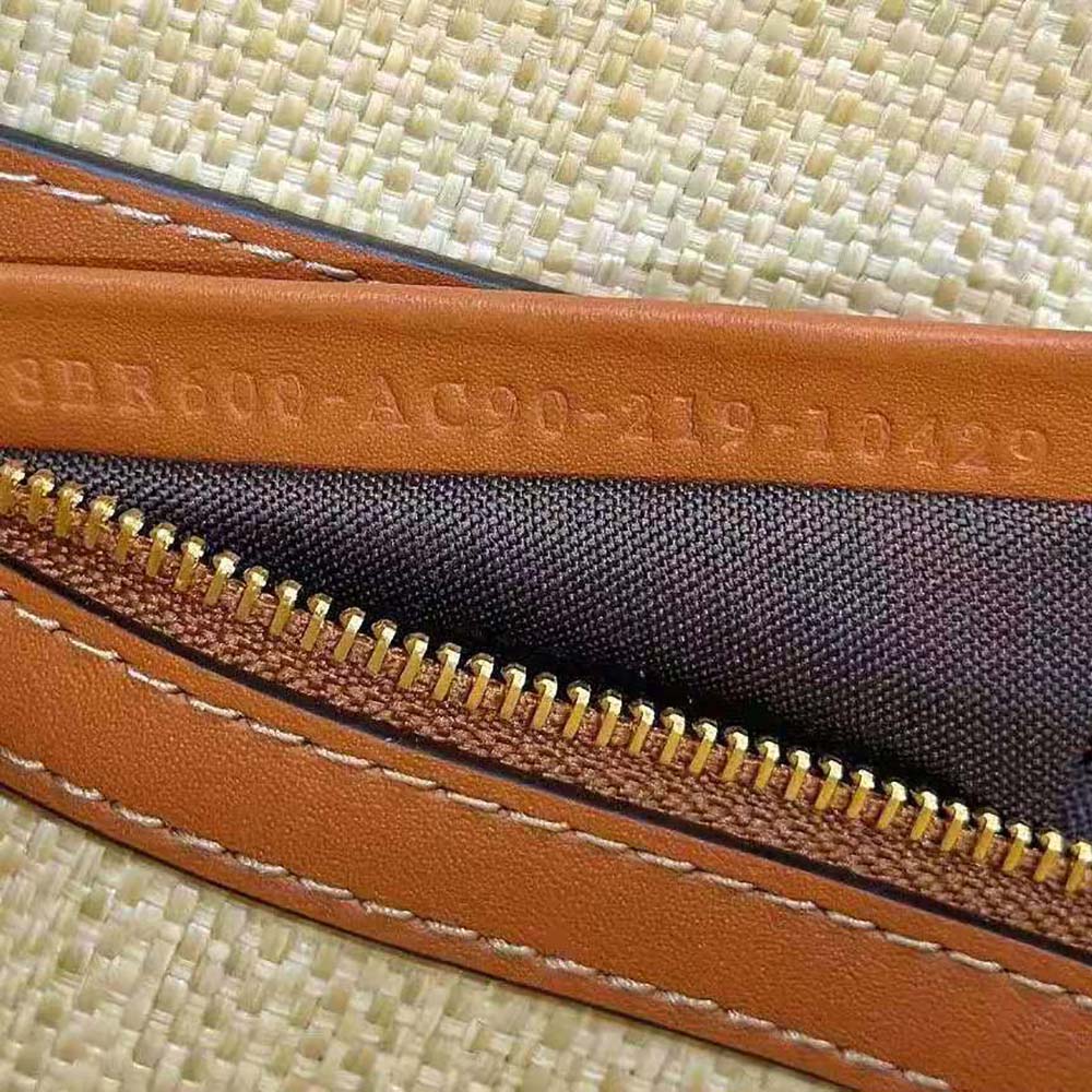 Fendi Women Baguette Natural Straw Bag with FF Embroidery - image 9