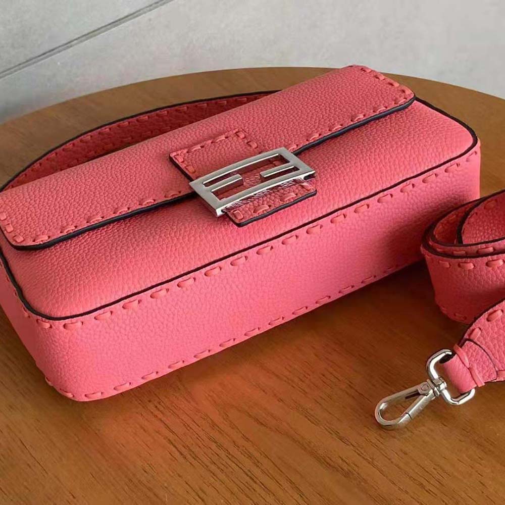 Fendi Women Baguette Pink Selleria Bag with Oversized Topstitching - image 4