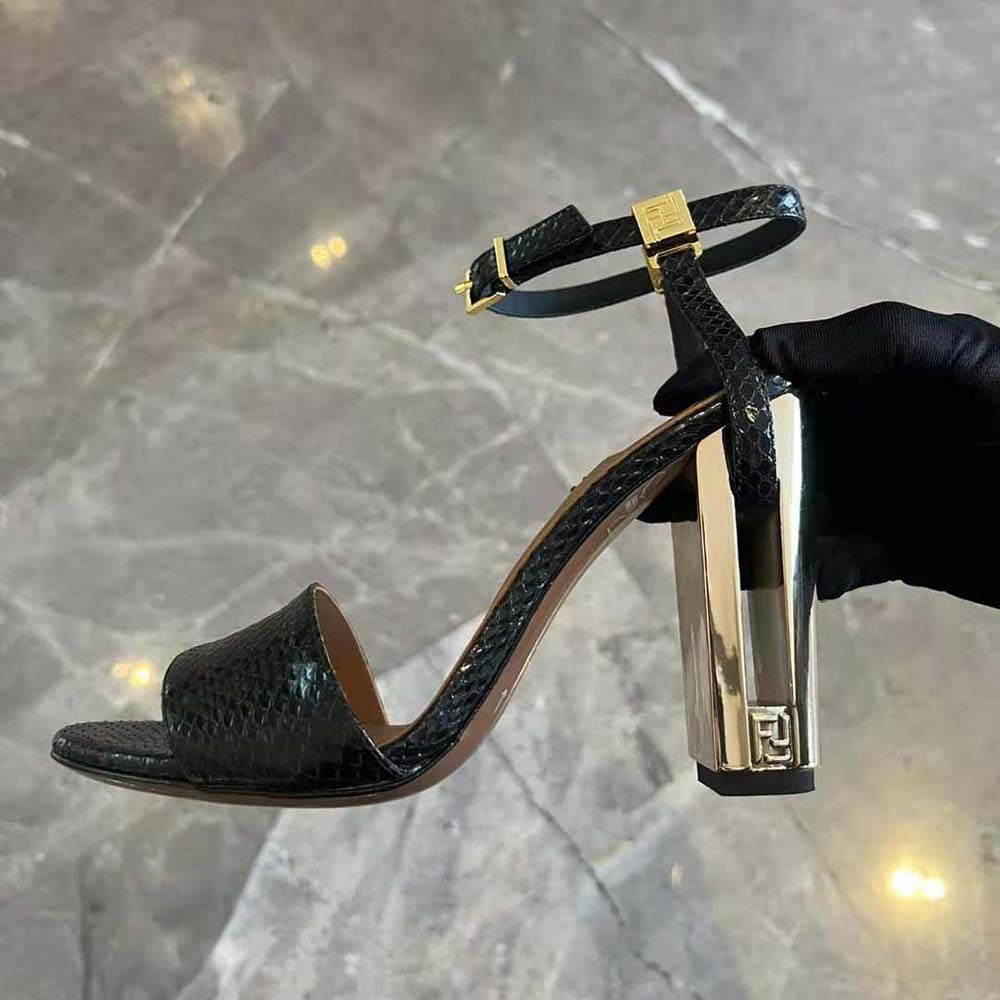 Fendi Women Delfina Black Karung High-heeled Sandals - image 4
