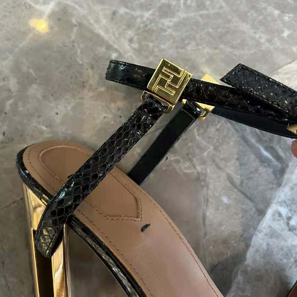 Fendi Women Delfina Black Karung High-heeled Sandals - image 7