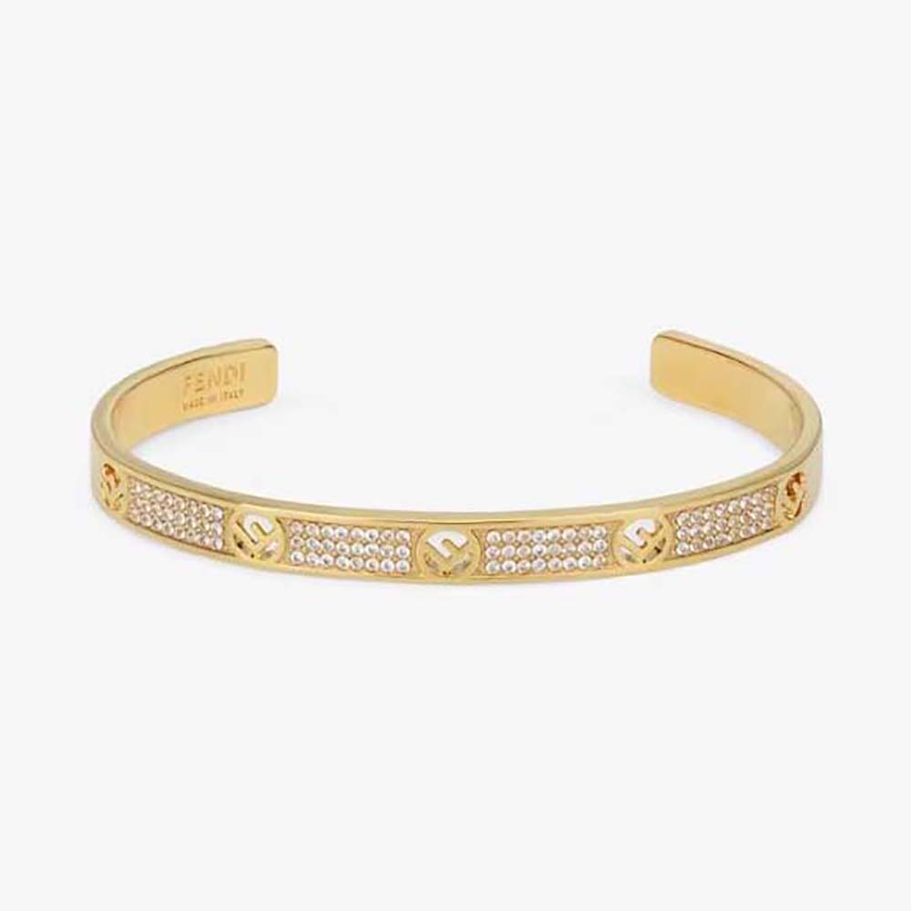 Close-up of Fendi Women F Is Fendi Bracelet Gold-coloured showing logo detail