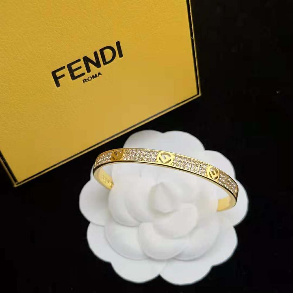 Fendi Women F Is Fendi Bracelet gold clasp and adjustable closure detail