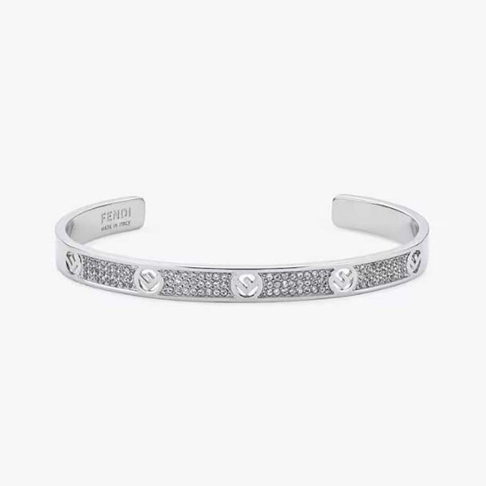 Close-up of Fendi Women F Is Fendi Bracelet Silver-coloured signature logo