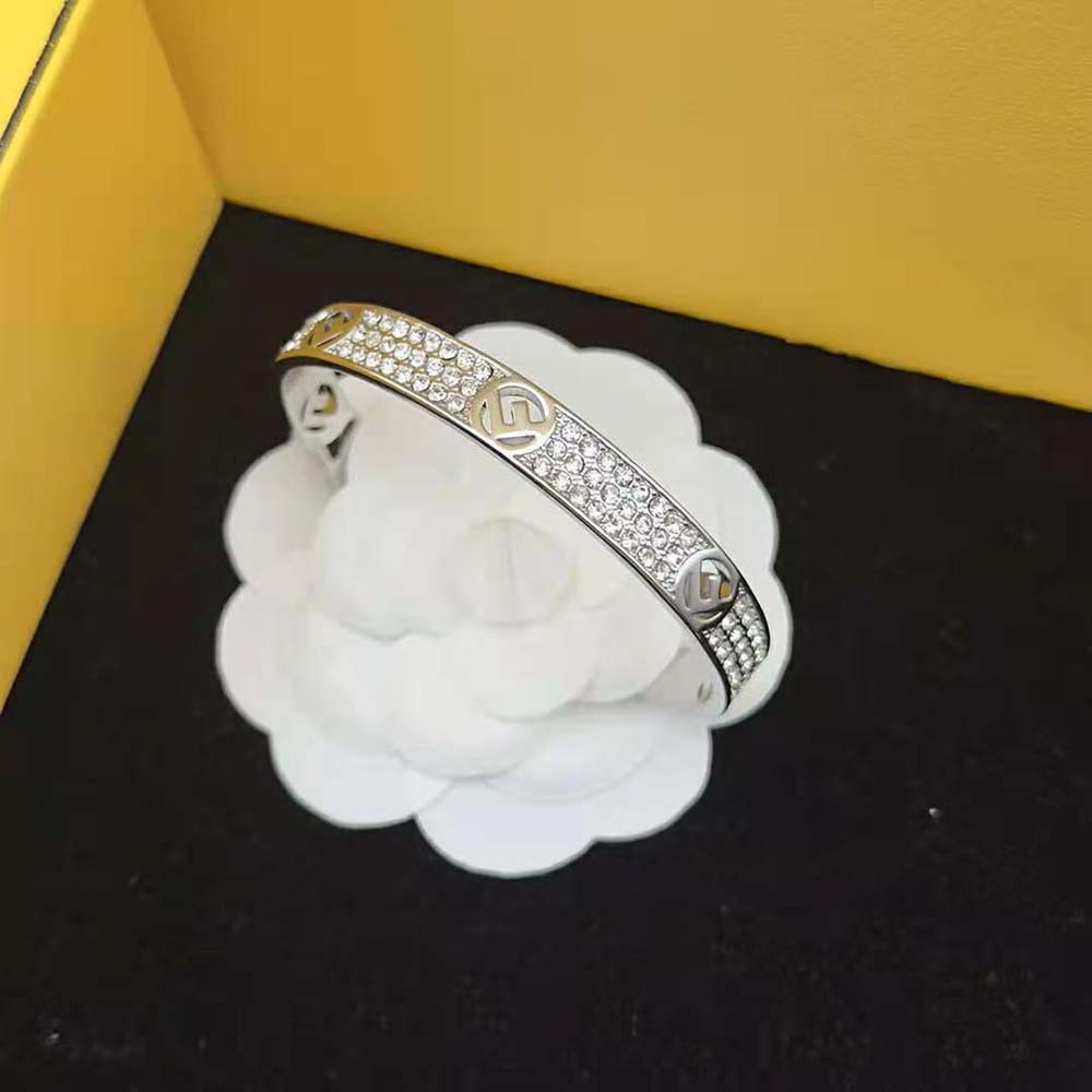 Styled shot of Fendi Women F Is Fendi Bracelet Silver-coloured on wrist