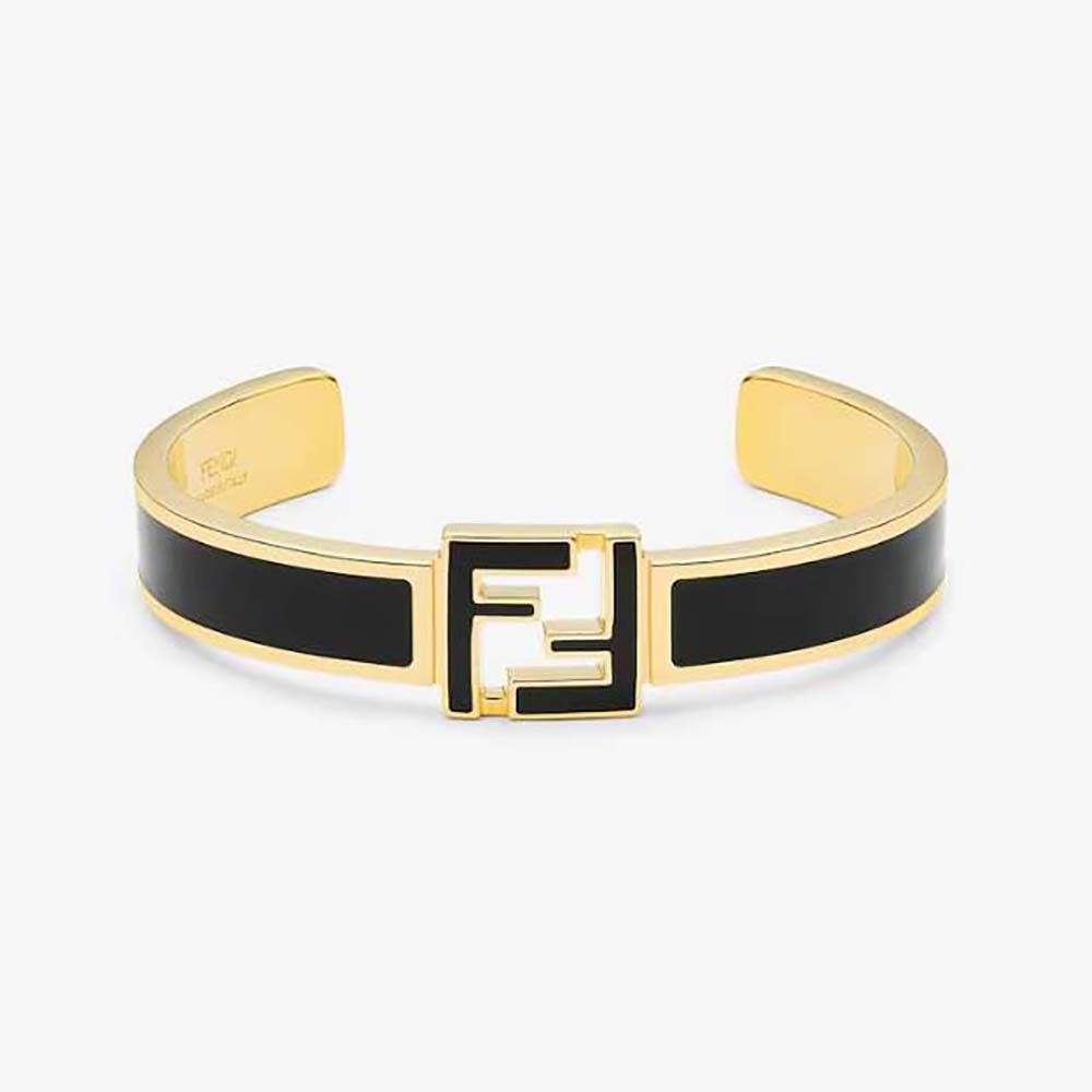 Close-up of Fendi Women Forever Fendi Bracelet Gold-colored-Black clasp detail