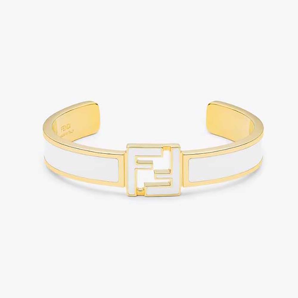 Close-up of Fendi Women Forever Fendi Bracelet Gold-colored-White clasp detail