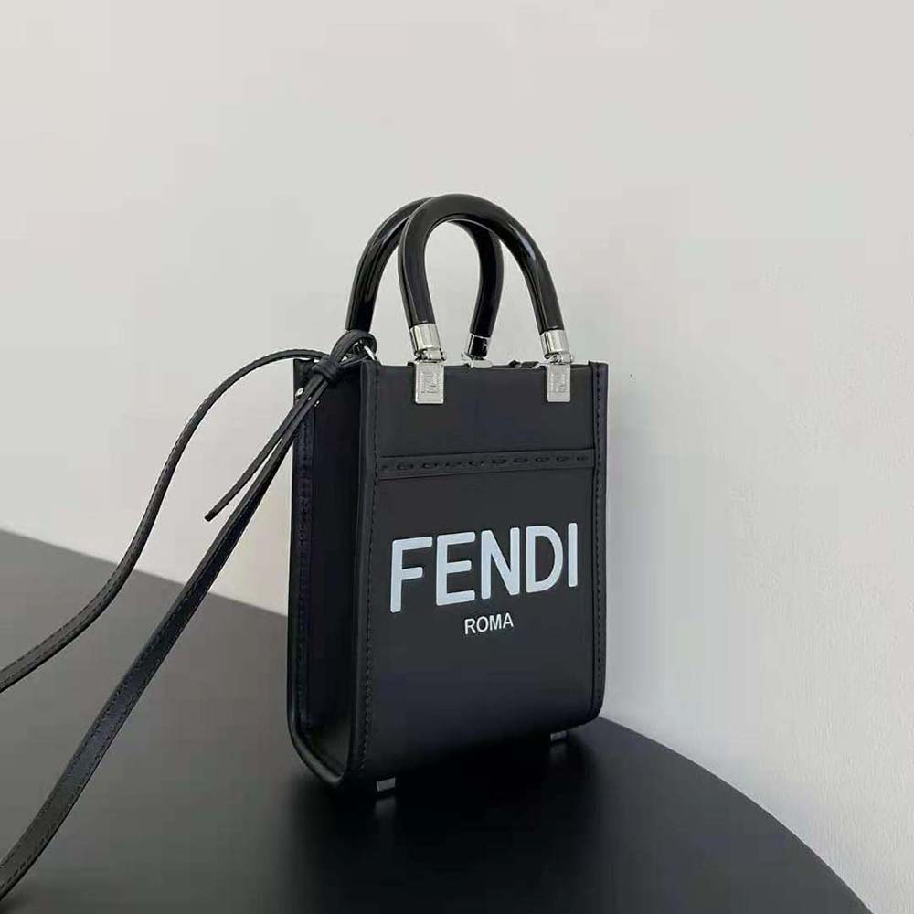 Side angle highlighting silhouette of Fendi Women Mini Sunshine Shopper bag