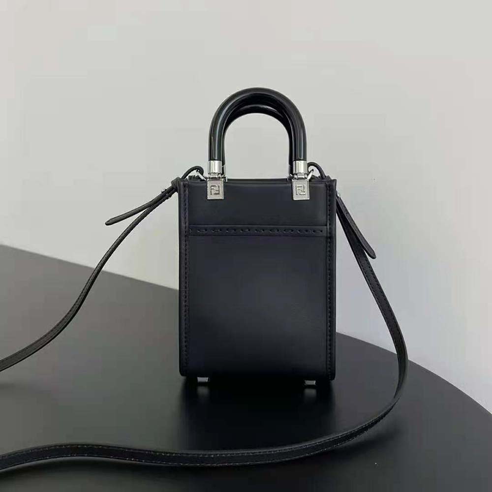 Fendi Women Mini Sunshine Shopper Black Leather Mini-bag - image 4