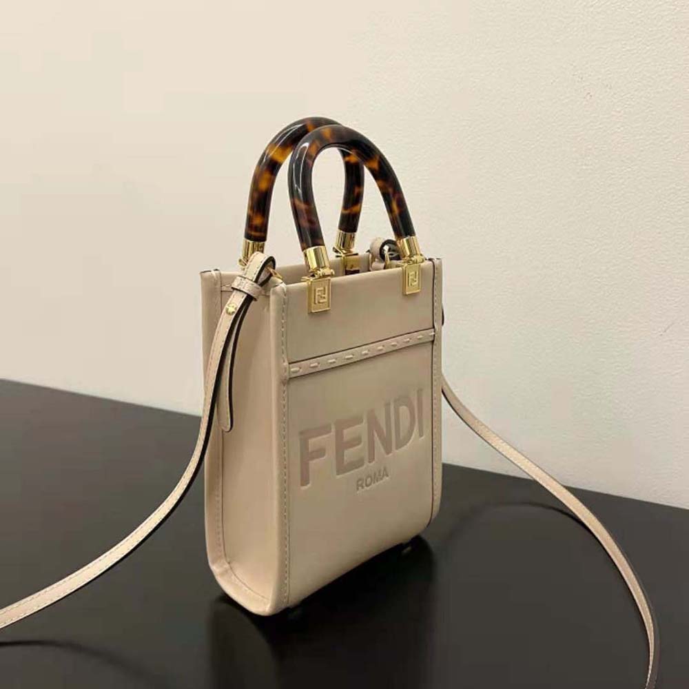 Fendi Women Mini Sunshine Shopper Dove-gray Leather Mini-bag - image 4