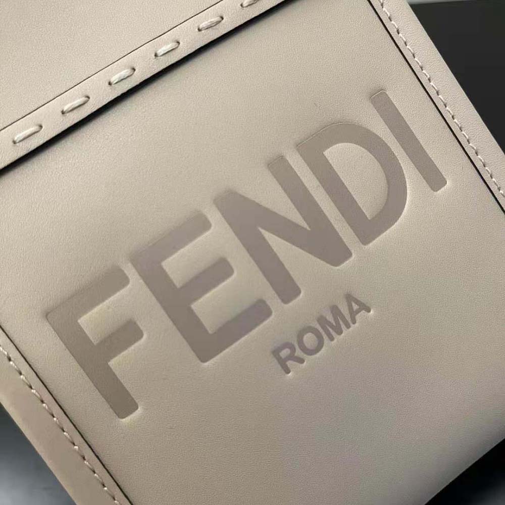 Fendi Women Mini Sunshine Shopper Dove-gray Leather Mini-bag - image 8