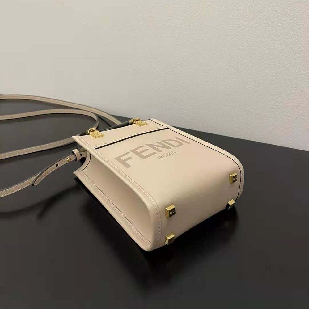 Fendi Women Mini Sunshine Shopper Dove-gray Leather Mini-bag - image 5