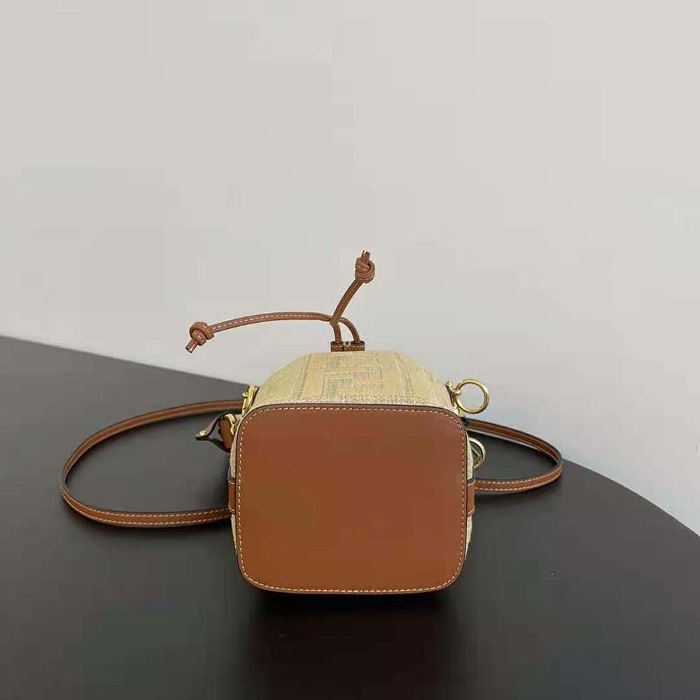 Fendi Women Mon Tresor Natural Straw Mini-bag with FF Embroidery - image 5