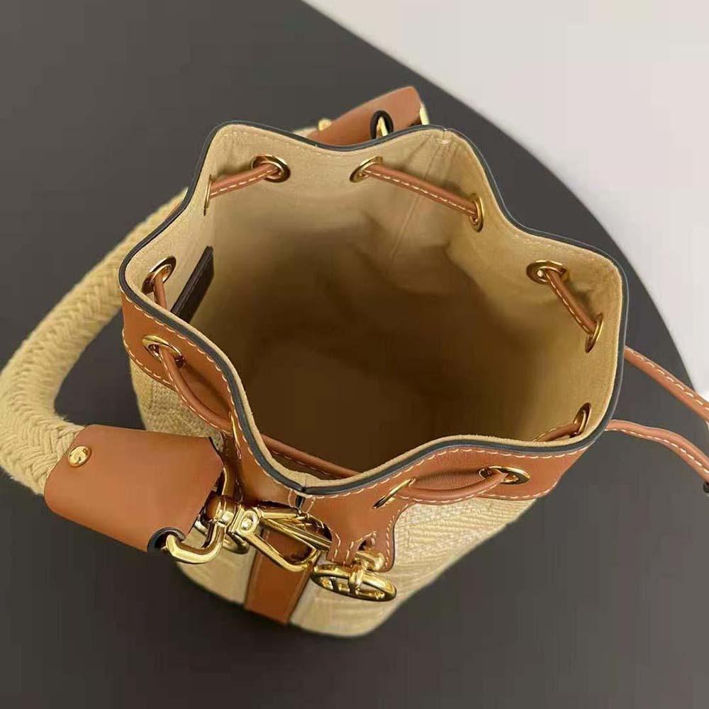 Fendi Women Mon Tresor Natural Straw Mini-bag with FF Embroidery - image 6