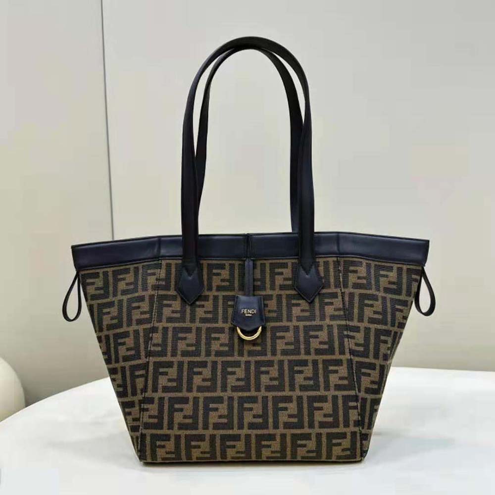 Fendi Women Origami Medium Brown FF Jacquard Fabric Bag That Can be Transformed - image 4