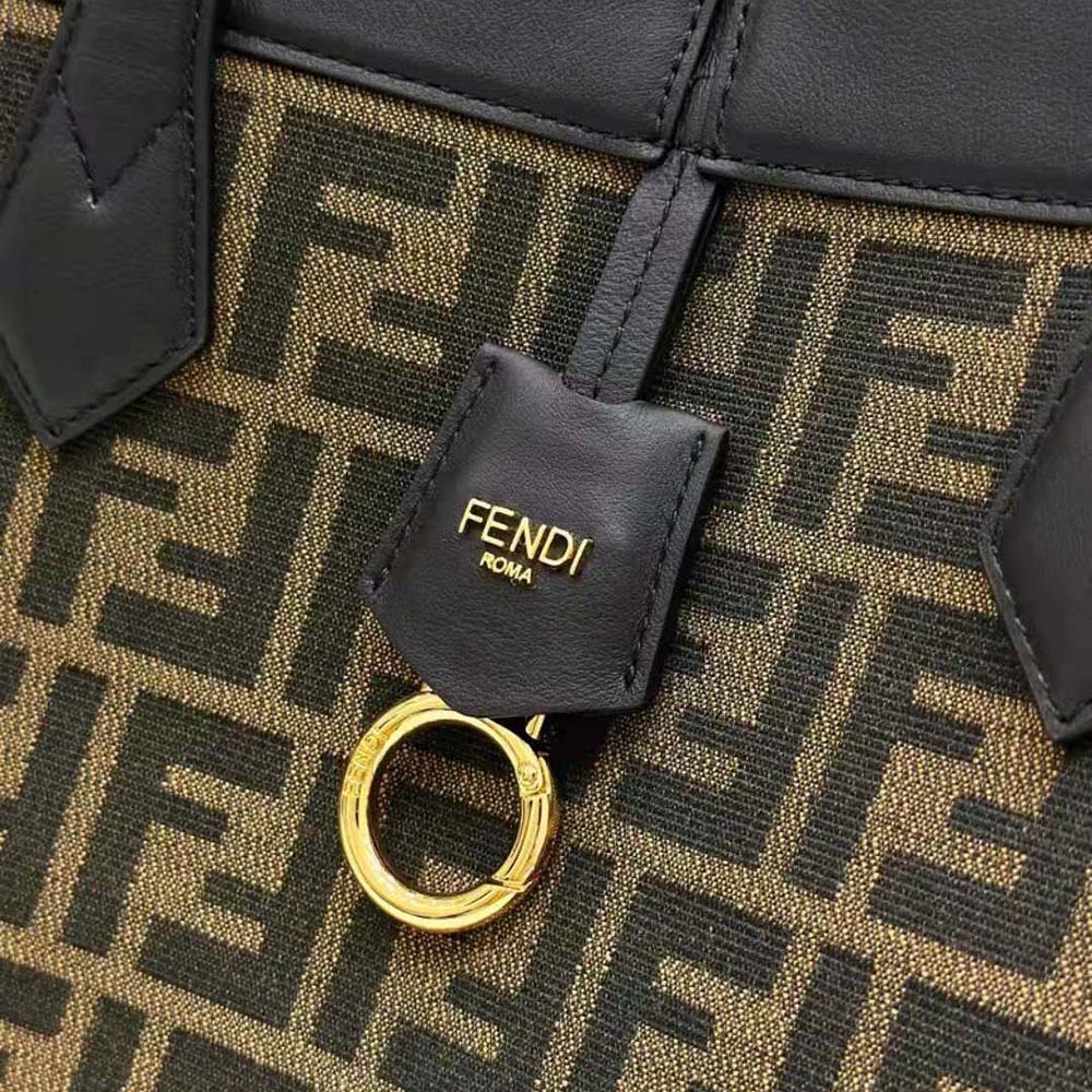 Fendi Women Origami Medium Brown FF Jacquard Fabric Bag That Can be Transformed - image 8